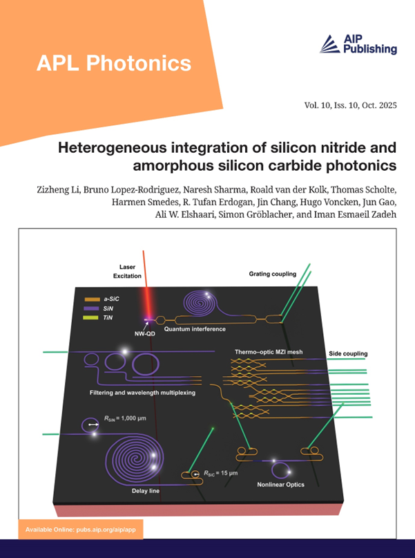 Our paper: “Heterogeneous integration of silicon nitride and amorphous silicon carbide photonics” has been selected to be the Featured Article, and became the cover of Volume 10, Issue 10 in APL Photonics